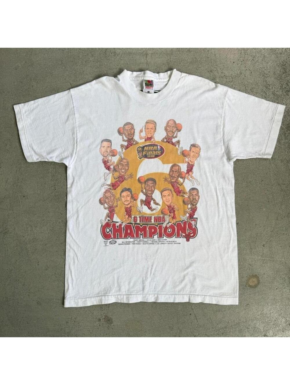 Vintage 90s Chicago Bulls 6 Time NBA Champions 1998 Finals T Shirt Jordan